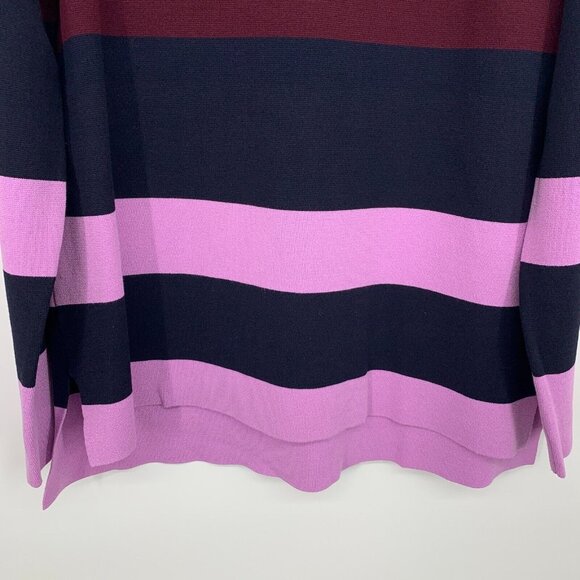 Ann Taylor Sweater Colorblock Stripe Mock Neck Pullover Long Sleeve - Picture 4 of 10